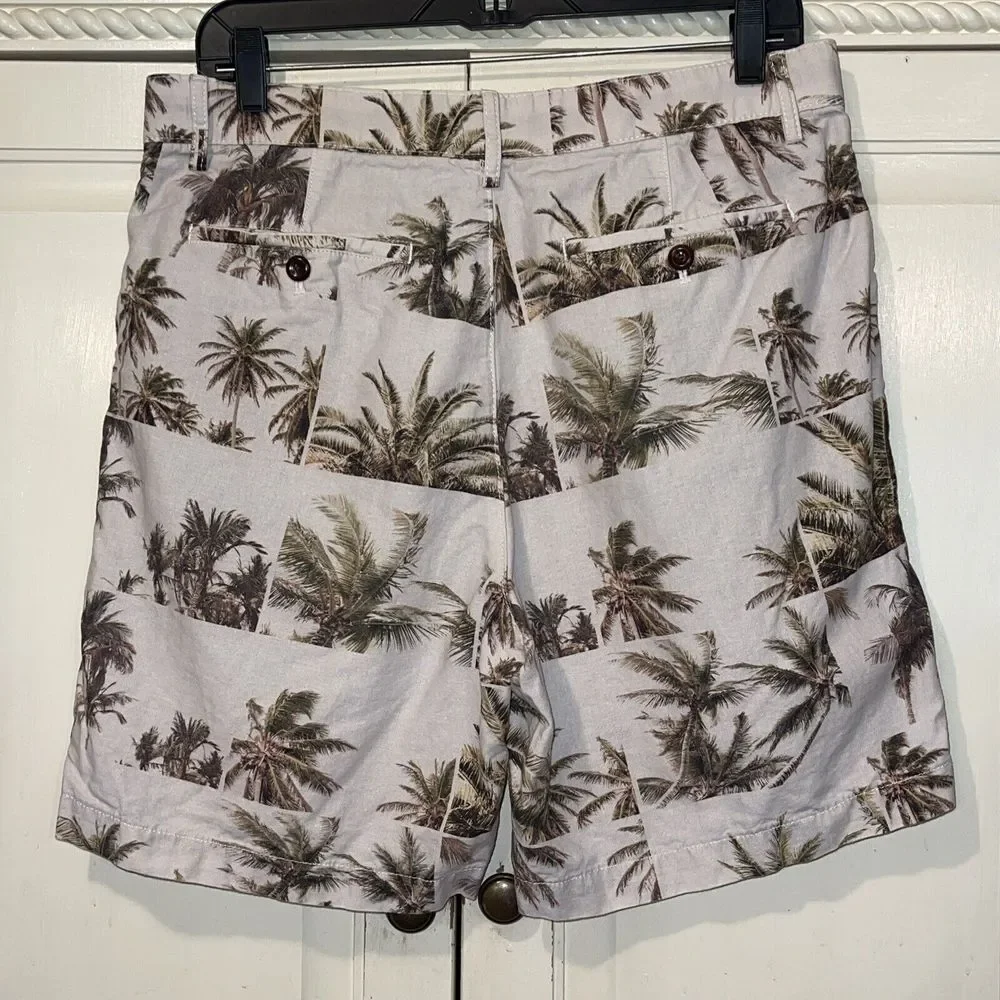 Banana‎ Republic Shorts Men 32 Linen Palm Tree Hawaiian Vacation Beach Cruise